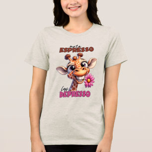 Funny coffee giraffe word art espresso Tri-Blend shirt