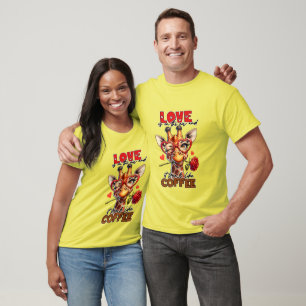 Funny coffee giraffe word art T-Shirt