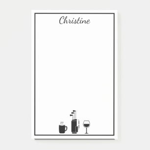 Funny Coffee Golf Wine Personalised Post-it Notes