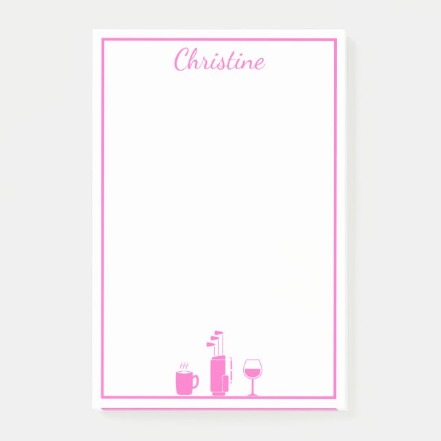 Funny Coffee Golf Wine Personalised Post-it Notes (Front)