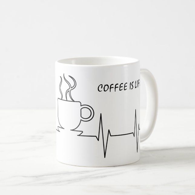 Funny Coffee is Life EKG Coffee Mug (Front Right)