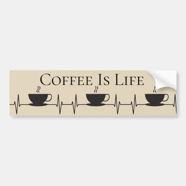Funny Coffee Is Life Heartbeat Novelty Bumper Sticker (Front)
