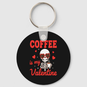 Funny Coffee Is My Valentine Caffeine Lover Retro  Key Ring