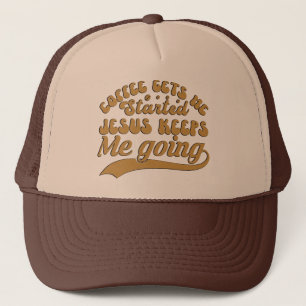 Funny coffee Jesus word art Trucker Hat