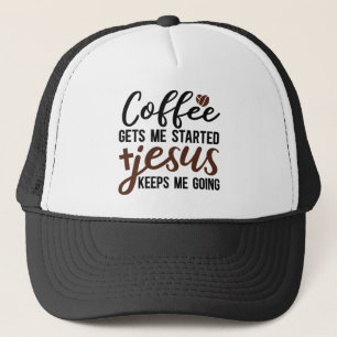 Funny coffee Jesus word art Trucker Hat