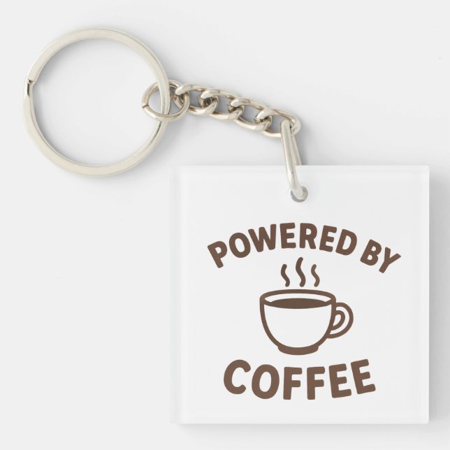 Funny Coffee Keychain – “Powered by Coffee” (Front)