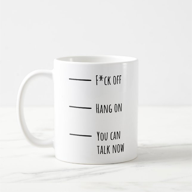 Funny Coffee Levels Mug For Office - Don't Talk (Left)