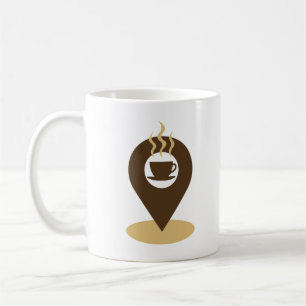 Funny coffee location icon  coffee mug
