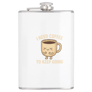 Funny Coffee Lover Cartoon Design Hip Flask