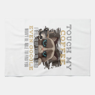 Funny Coffee Lover - Cat Humour Tea Towel