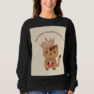 Funny Coffee Lover Cat Sweat Shirt