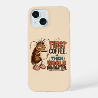 Funny Coffee Lover Cute Sleepy Cartoon Bug iPhone 15 Case