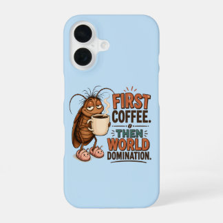 Funny Coffee Lover Cute Sleepy Cartoon Bug iPhone 16 Case