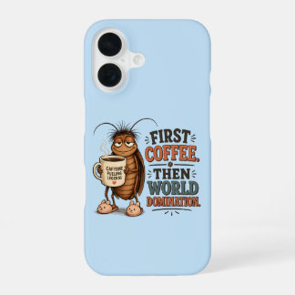 Funny Coffee Lover Cute Sleepy Cartoon Bug iPhone 16 Case