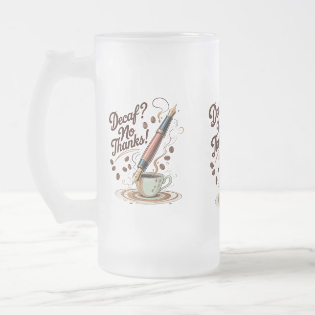 Funny Coffee Lover Frosted Glass Mug (Left)