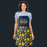 Funny Coffee Lover I Like Big Cups Lemon Pattern Apron<br><div class="desc">Funny and cool apron to make cooking more fun. Personalised gift for family and friends who love cooking,  baking and trying new recipe in the kitchen. Customise the wording to fit your occasion. You can use the Design Tool to further change the font type,  font colour and font size.</div>