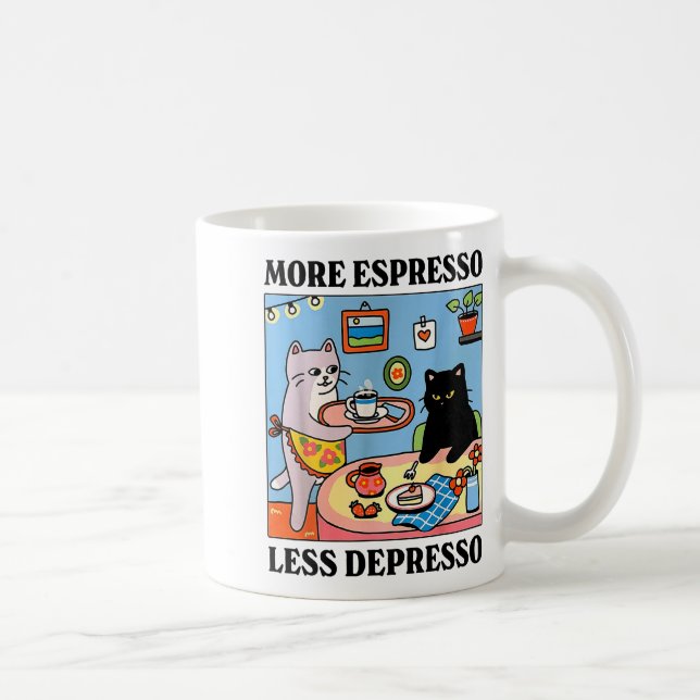 Funny Coffee Lover With Cute Cat More Espresso Les Coffee Mug (Right)