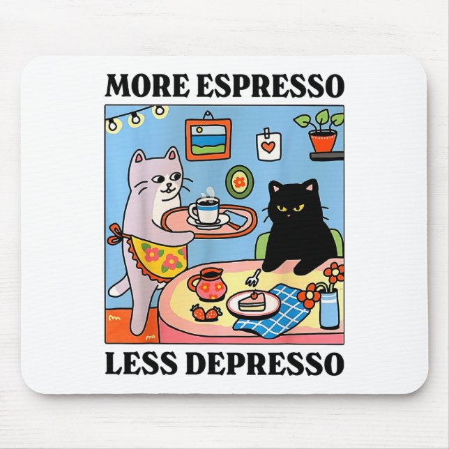 Funny Coffee Lover With Cute Cat More Espresso Les Mouse Mat (Front)