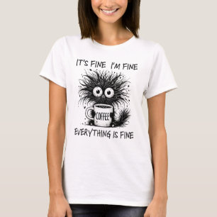 Funny Coffee Monster Shirt   Cute Furry Morning Mo