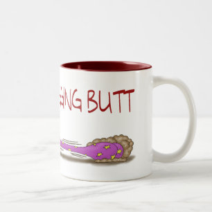 Funny Coffee Mug: Dragging Butt Female Two-Tone Coffee Mug