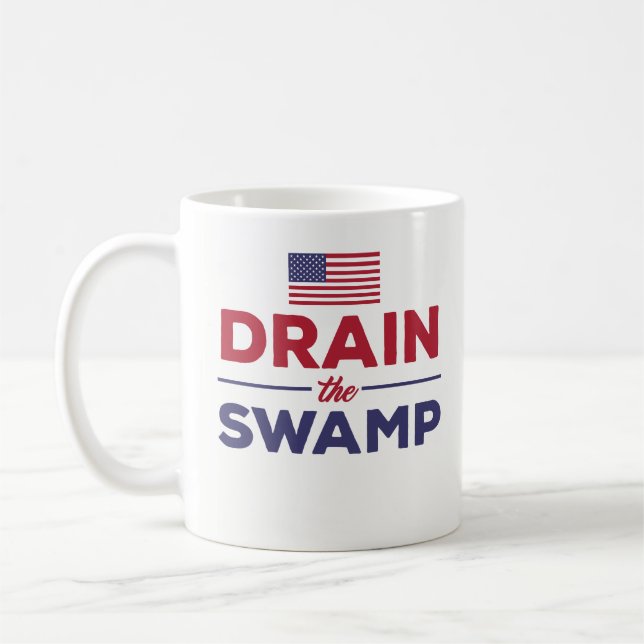 Funny Coffee Mug Gift - Drain The Swamp - Flag (Left)