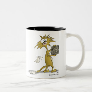 Funny Coffee Mugs: Let the Stress begin (Cat) Two-Tone Coffee Mug