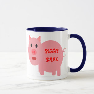 FUNNY COFFEE MUGS - PIGGY BANK - BANK HERE - FARM