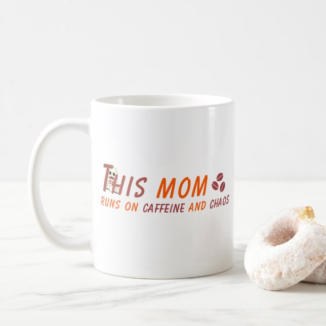 Funny Coffee Mum Quote - Caffeine Chaos Coffee Mug (With Donut)