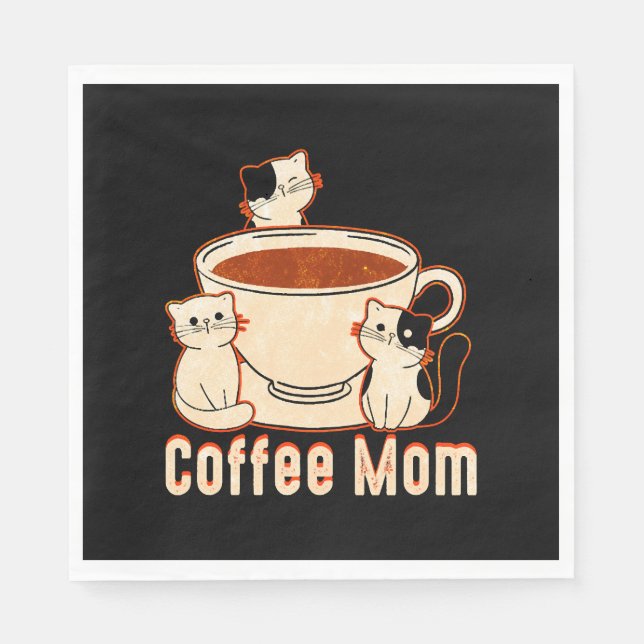 Funny Coffee Mum with Cat Napkin (Front)