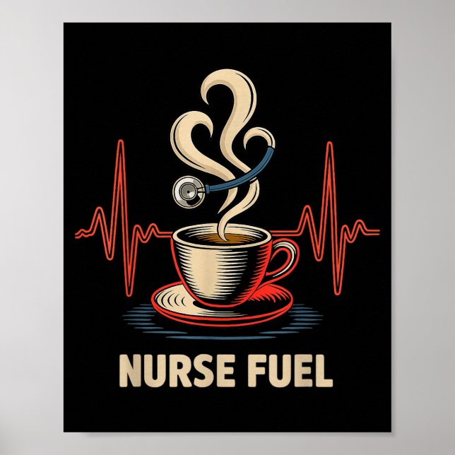 Funny Coffee Nurse Ekg Nurses Energy Caffeine Love Poster (Front)