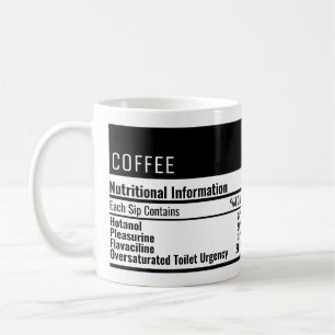 Funny coffee nutritional information  coffee mug