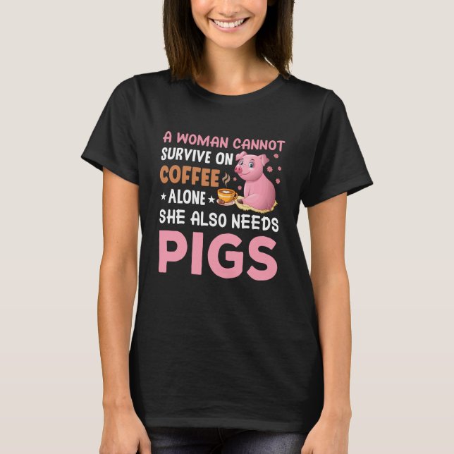 Funny coffee pigs word art  T-Shirt (Front)