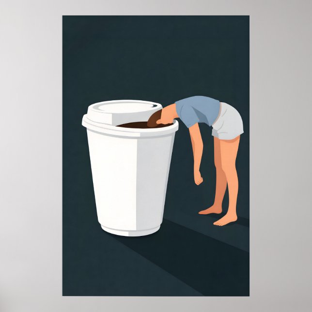 Funny Coffee Poster, Minimalist Humour Print (Front)