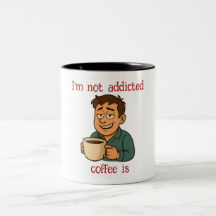Funny Coffee Quote Cartoon Two-Tone Coffee Mug