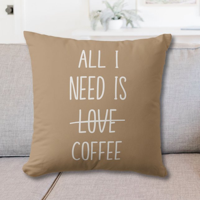 Funny Coffee Quote Simple Minimalist Cushion (In situ)