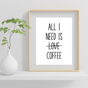 Funny Coffee Quote Simple Minimalist Poster