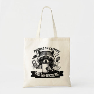 Funny Coffee Raccoon – Caffeine & Bad Choices Art Tote Bag