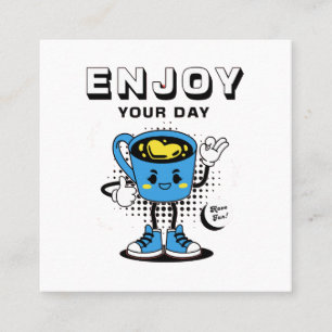 Funny Coffee Retro Mascot -2 Square Business Card