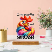 Funny coffee sarcasm word art rooster