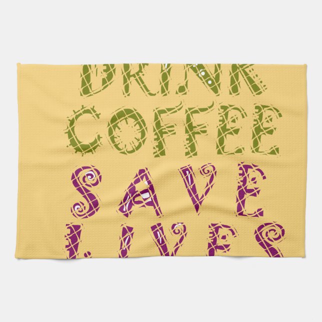 Funny Coffee Selfie Quote Design Tea Towel (Horizontal)