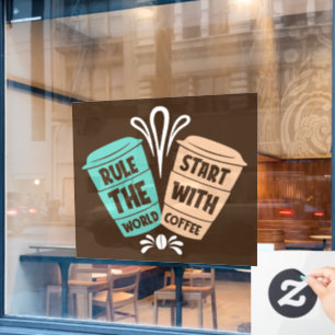 funny coffee shop word art Window Cling 