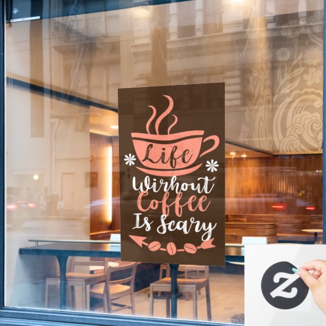 funny coffee shop word art  window cling (Cafe Window)