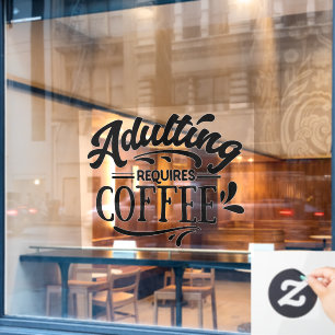 funny coffee shop word art  window cling