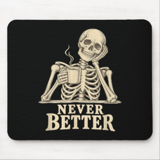 Funny Coffee Skeleton Gothic Halloween Caffeine Mouse Mat