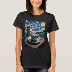 Funny Coffee Starry Night Latte Art Cup Barista Wo T-Shirt