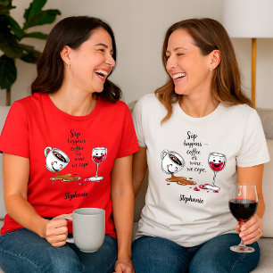 Funny Coffee & Wine Lovers Personalized T-Shirt