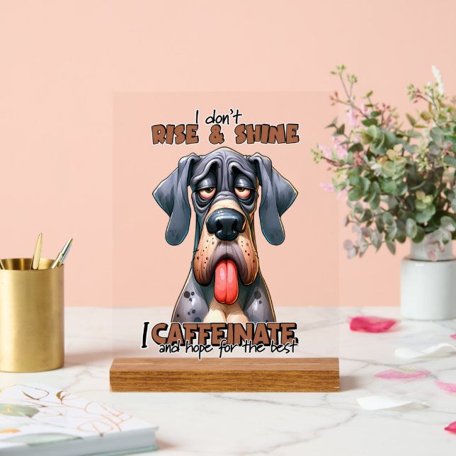Funny coffee word art dog acrylic sign (Wedding)