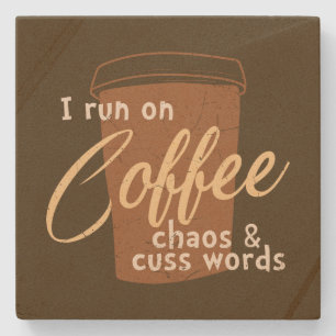 Funny coffee word art  stone coaster