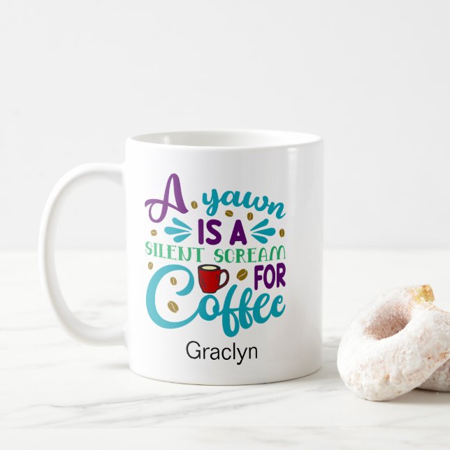 Funny Coffee Yawn Mug (With Donut)