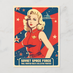 Funny Cold War Soviet USSR Space Race Humour Postcard